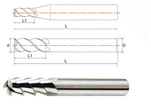 整體硬質(zhì)合金三鋁用立銑刀