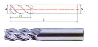 整體硬質(zhì)合金四刃不等螺旋直柄立銑刀