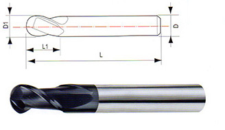 整體硬質合金2刃球頭銑刀