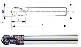 整體硬質合金3、4刃球頭銑刀