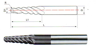 整體硬質合金錐度球頭銑刀